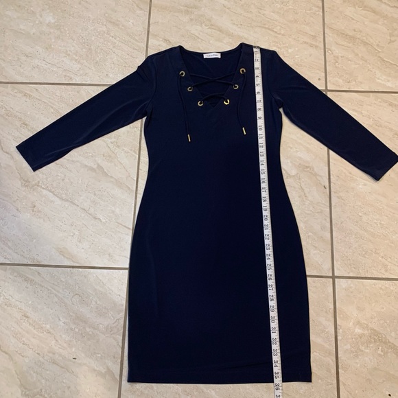 Calvin Klein Navy Dress Lace V-neck size small - Picture 11 of 11